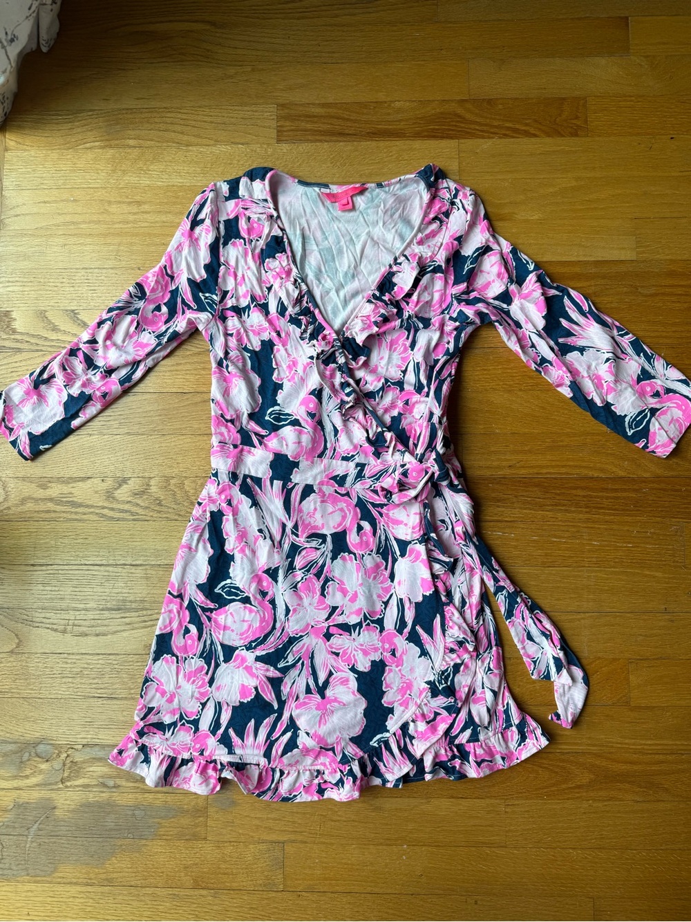 Lilly Pulitzer Navy & Pink Floral Wrap Dress Romper